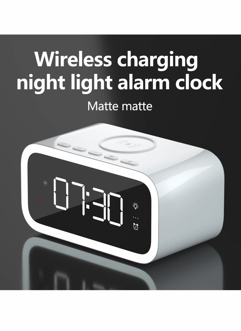 KASTWAVE - Digital Alarm Clock with Wireless Charging 15W, Multifunctional Clock with Time, Date, Temperature Display, Two Light Sources Night Lights Modern LED for Bedroom Office - Image 1