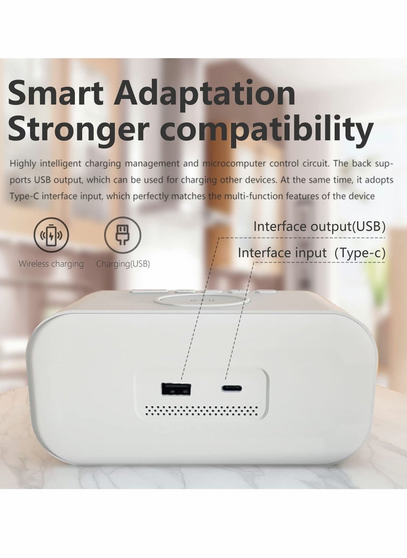 KASTWAVE - Digital Alarm Clock with Wireless Charging 15W, Multifunctional Clock with Time, Date, Temperature Display, Two Light Sources Night Lights Modern LED for Bedroom Office - Image 1