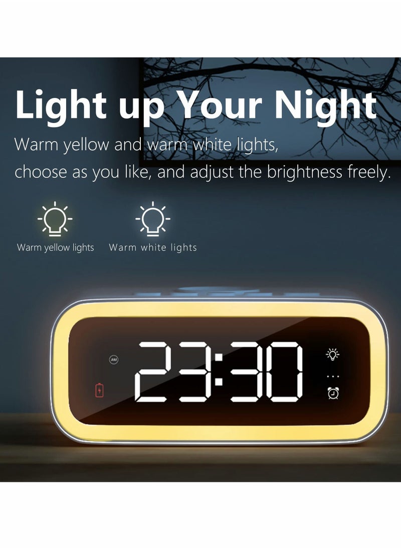 KASTWAVE - Digital Alarm Clock with Wireless Charging 15W, Multifunctional Clock with Time, Date, Temperature Display, Two Light Sources Night Lights Modern LED for Bedroom Office - Image 1