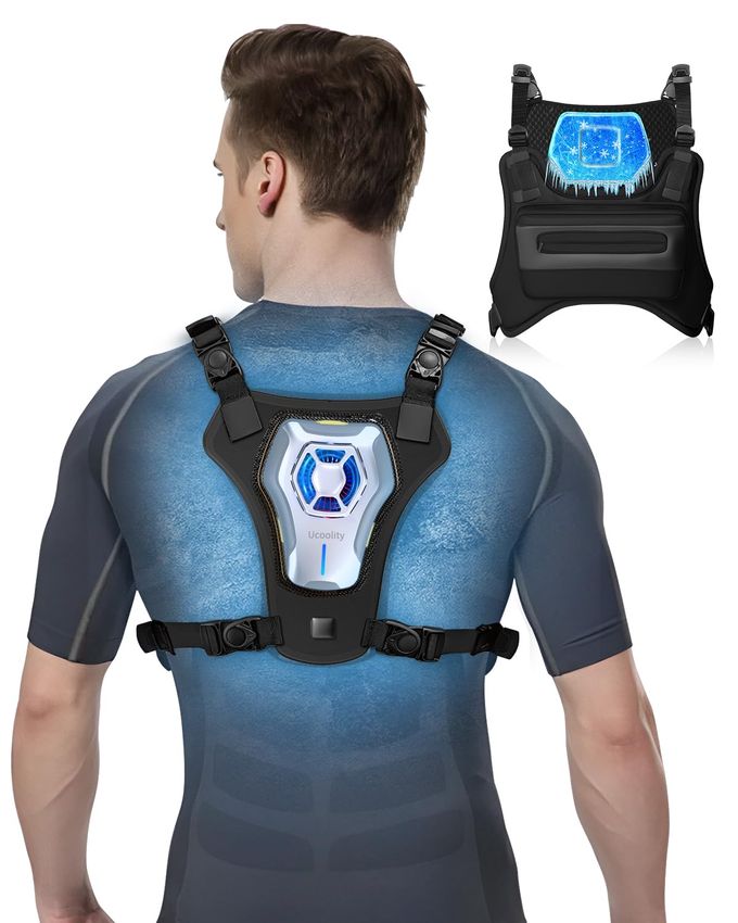 THOUSTA Portable Wearable Fan Rechargeable, Lightweight Cooling Vest, Portable Back Air Conditioner, Cooling Clothes Perfect For Travel, Sport, Hiking (Black) - Image 1