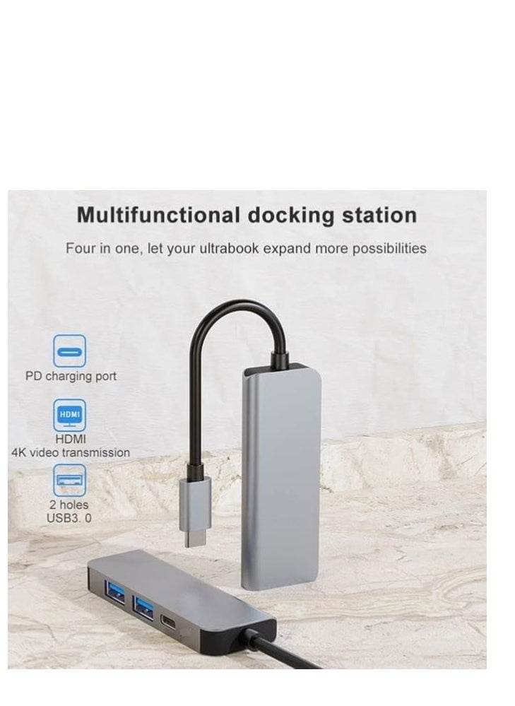 Generic - 4-In-1 Type C Adapter with 4K HDMI Port USB Hub Space Grey - Image 1