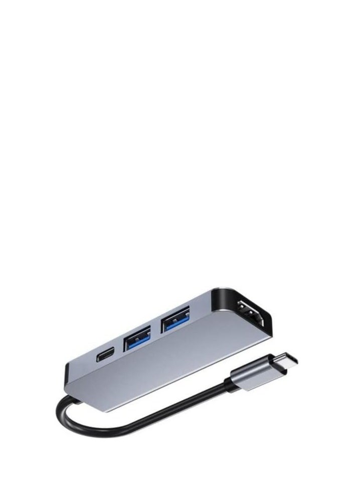Generic - 4-In-1 Type C Adapter with 4K HDMI Port USB Hub Space Grey - Image 1
