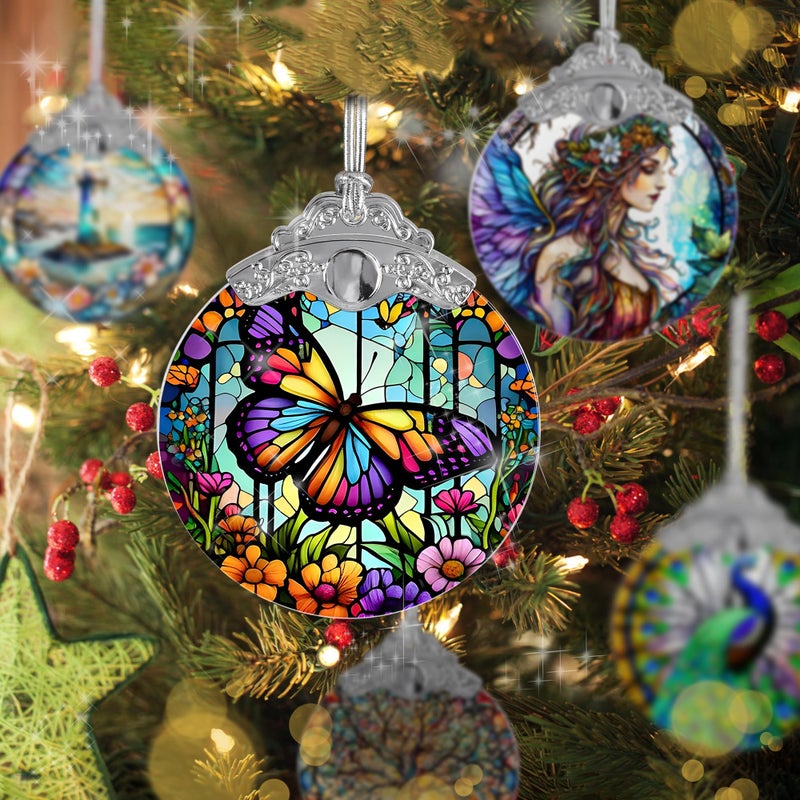 Jocidea الفراشة الزجاجية ملونة Suncatcher Jocidea Butterfly زخرفة الفراشة زخرفة الزخارف الحلي الزخارف زخرفة الزخرفة الزخرفة الفراشة ديكورات لعشاق الفراشة - Image 3