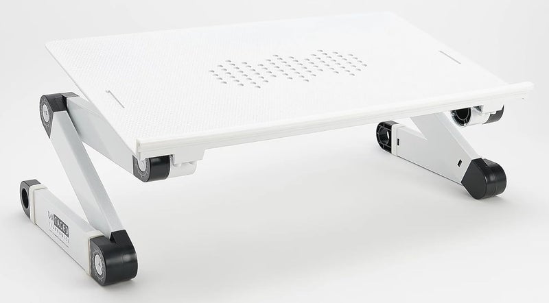 Uncaged Ergonomics Workez Adjustable Laptop Stand for Desk, Laptop Stand Adjustable Height, Foldable Aluminum Cooling Computer Holder & Riser for Desk Bed, XL-White - Image 1