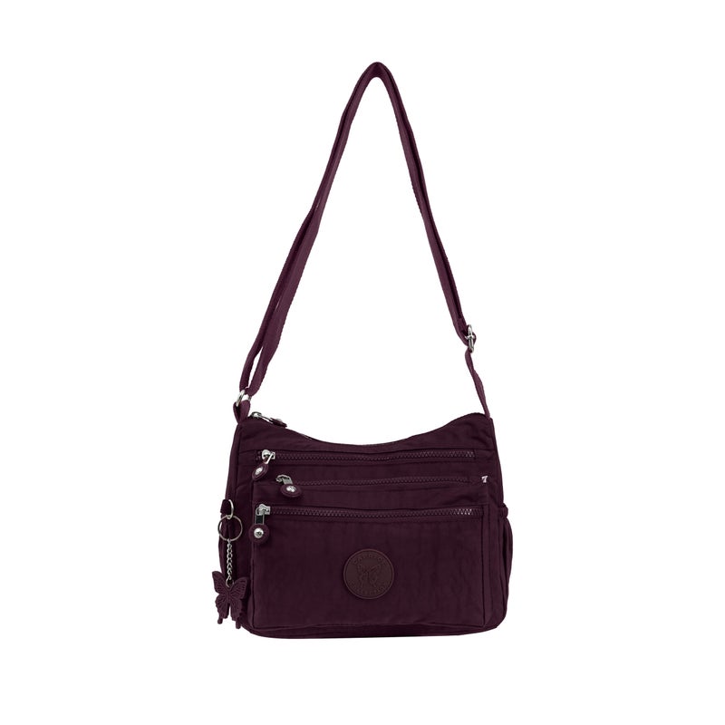 CAPRICE COLLECTION Unisex Medium Crossbody Bag – Burgundy, Water-Resistant Nylon, 5.7L Capacity - Image 1