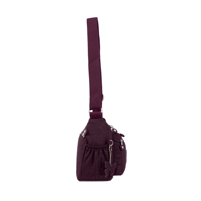 CAPRICE COLLECTION Unisex Medium Crossbody Bag – Burgundy, Water-Resistant Nylon, 5.7L Capacity - Image 3