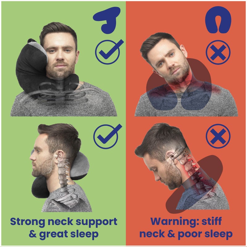 J-Pillow Travel Pillow | Travel Pillows for Airplanes | British Invention of The Year | Travel Neck Pillow | Side Sleep Pillow | Neck Pillow | Easy-to-Carry | Black - Image 4