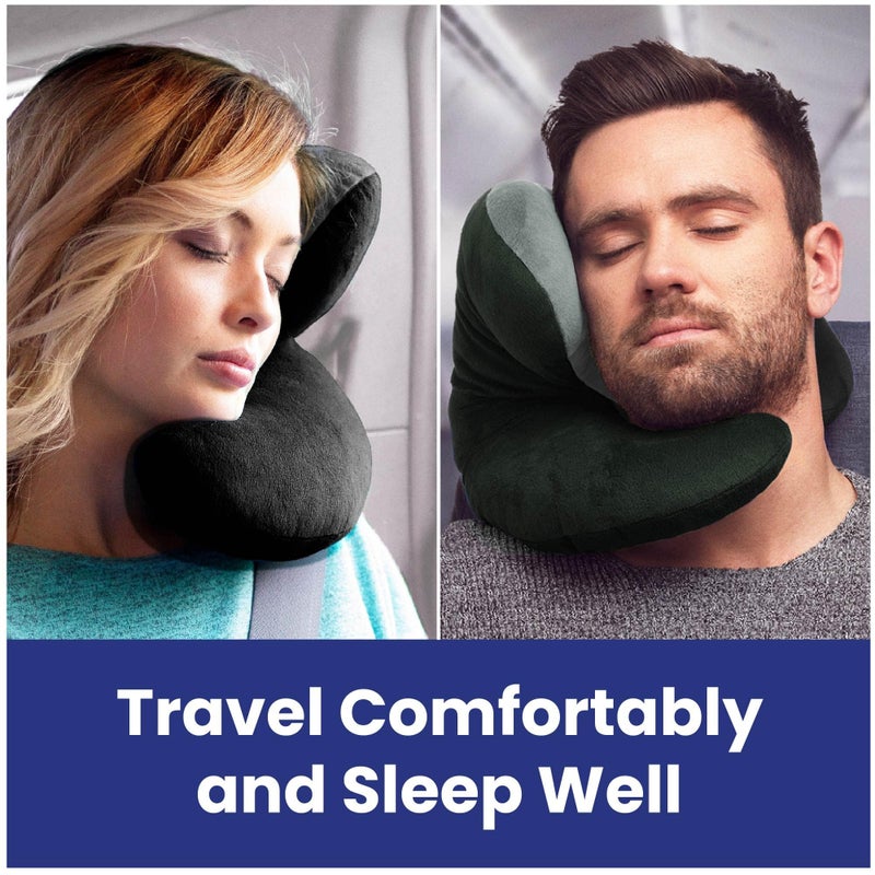 J-Pillow Travel Pillow | Travel Pillows for Airplanes | British Invention of The Year | Travel Neck Pillow | Side Sleep Pillow | Neck Pillow | Easy-to-Carry | Black - Image 3