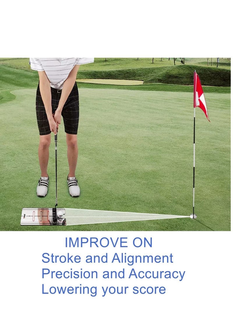 ماركة غير محددة - Golf Putting Mirror Putter Line Portable Aid Professional Training Equipment Practice for Beginners with a Black Towel - Image 1
