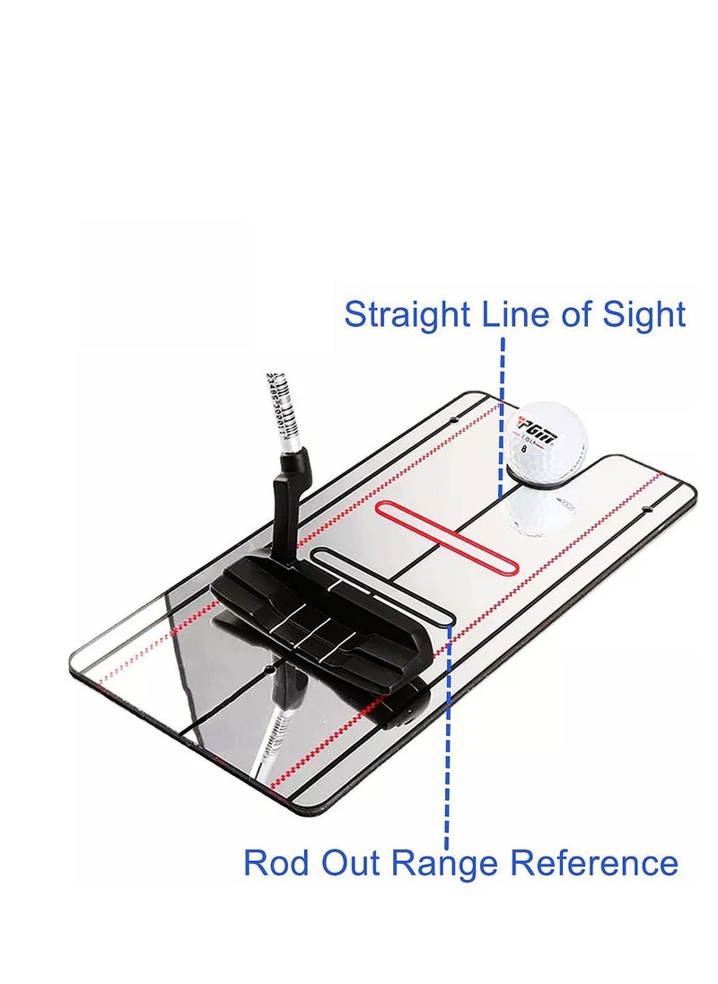 ماركة غير محددة - Golf Putting Mirror Putter Line Portable Aid Professional Training Equipment Practice for Beginners with a Black Towel - Image 1