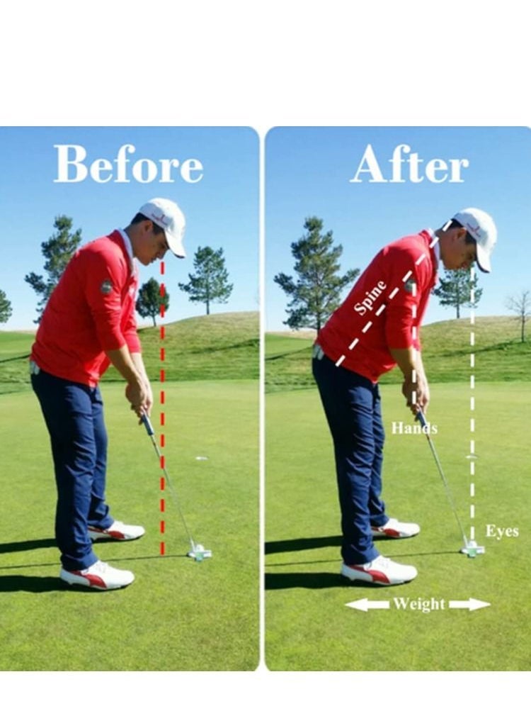 ماركة غير محددة - Golf Putting Mirror Putter Line Portable Aid Professional Training Equipment Practice for Beginners with a Black Towel - Image 1