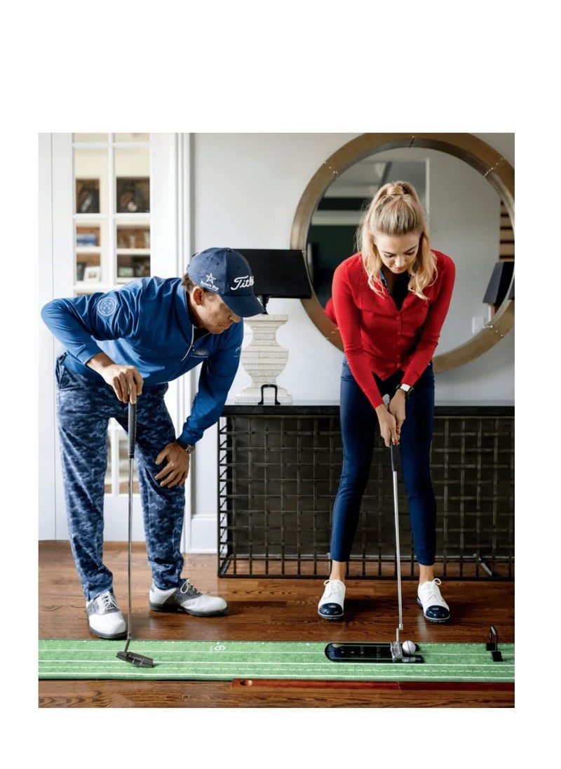 ماركة غير محددة - Golf Putting Mirror Putter Line Portable Aid Professional Training Equipment Practice for Beginners with a Black Towel - Image 1