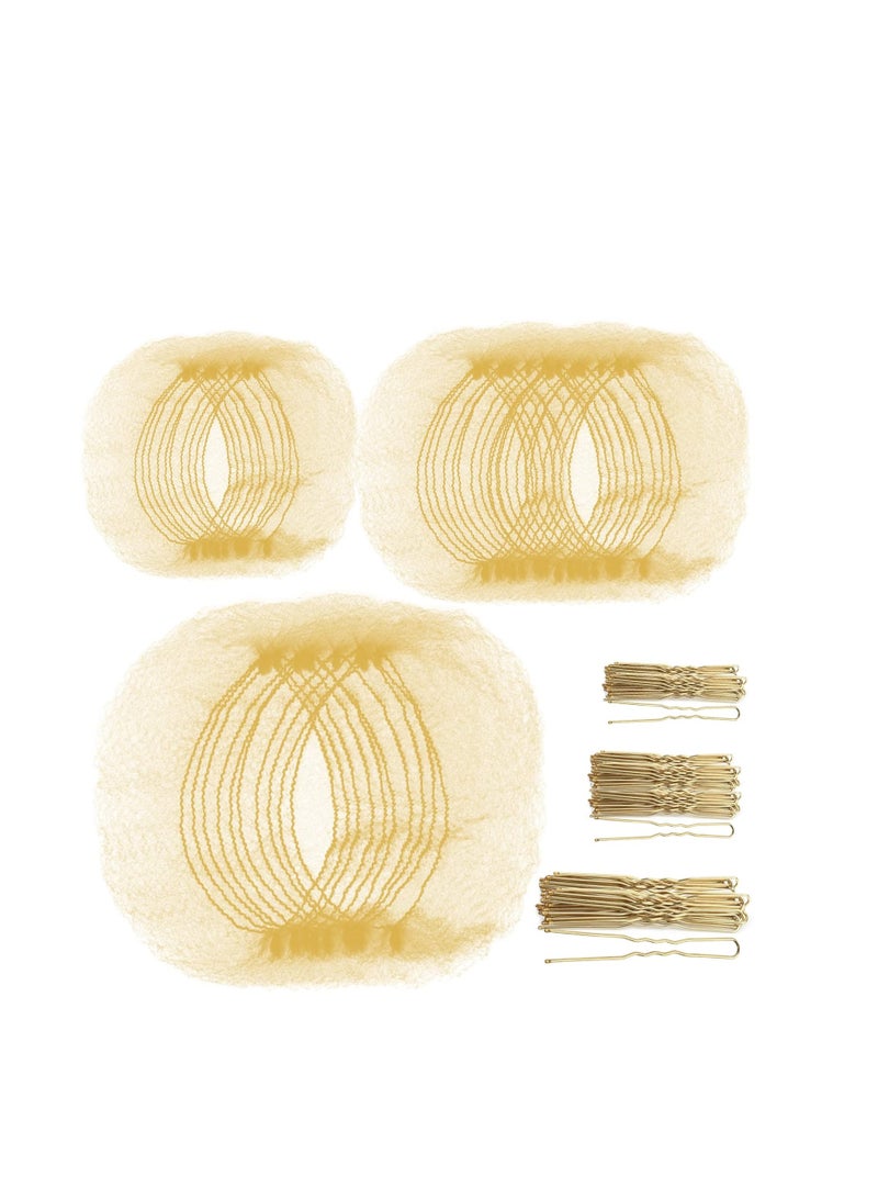Teenitor Hair Nets Invisible Elastic Edge Mesh and Bobby Pins Set 40 Pieces HairNets 80 Pieces U Shaped Pins for Ballet Bun 3 Size Blonde - Image 1