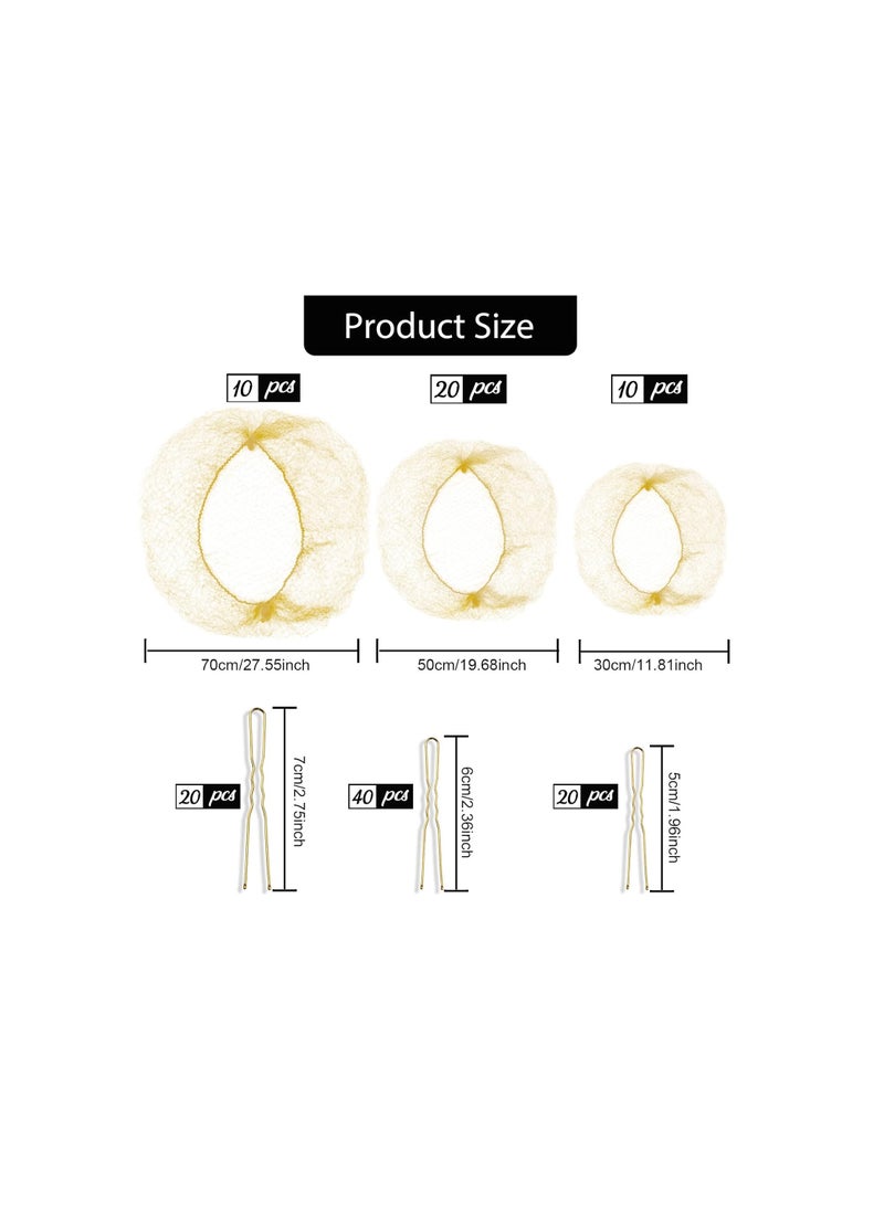 Teenitor Hair Nets Invisible Elastic Edge Mesh and Bobby Pins Set 40 Pieces HairNets 80 Pieces U Shaped Pins for Ballet Bun 3 Size Blonde - Image 2