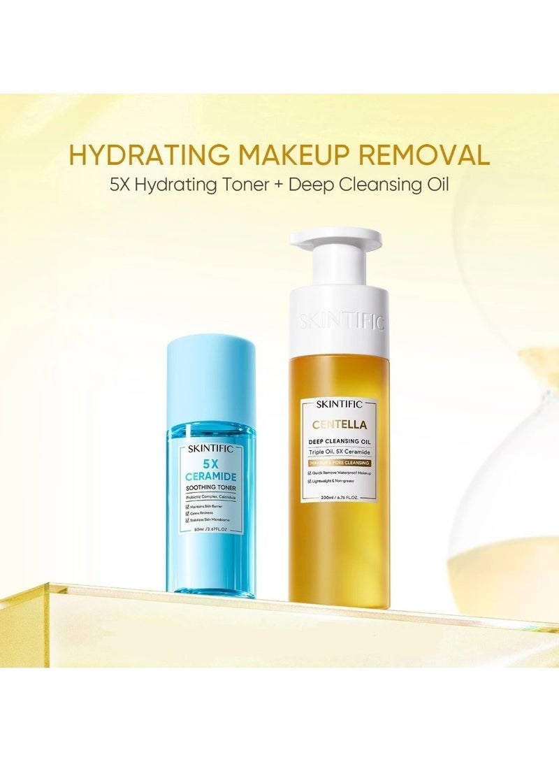 Skintific Centella Deep Cleansing Oil 200ml + Skintific 5X Ceramide Soothing Toner 80ml - Image 1