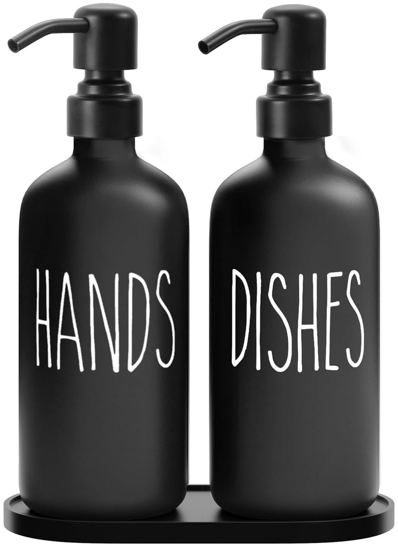 MOMEEMO Black Soap Dispenser Set Contains Dish and Hand Soap Dispenser Suitable for Kitchen Decor and Accessories Black - Image 2
