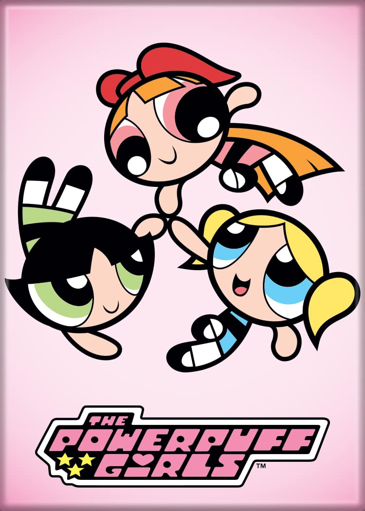 AtaBoy Powerpuff Girls Blossom Buttercup Bubbles in a Circle 25 x 35 Magnet for Refrigerators and Lockers