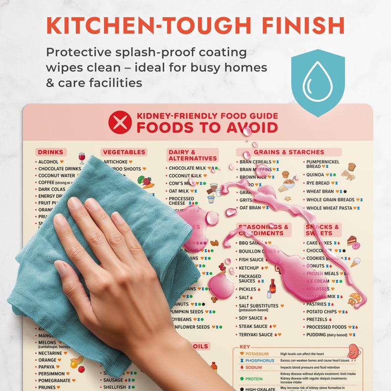Beech & Lambert Kidney-Friendly Food Guide Magnets â€“ Set of 2 Extra Large (12â€x14â€) â€“ Easy-Read Nutrition Reference for Chronic Kidney Disease (CKD), Dialysis Patients â€“ Splash-Proof, Easy to Read - Image 5
