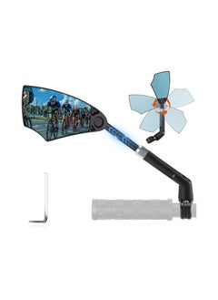Bike Mirror, Anti-Glare Handlebar Bicycle Rear View Mirror, Retractable and 360° Rotation Adjustable, HD View Stable Image, for 20-23mm Handlebar (Left)