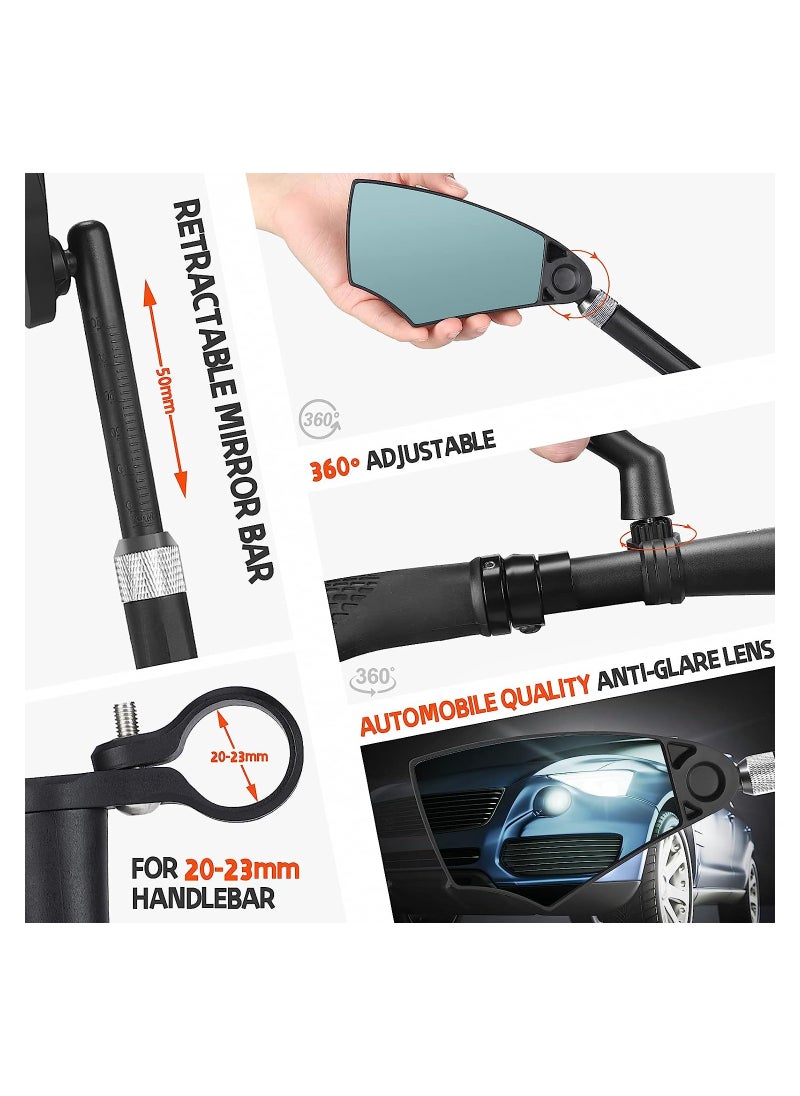 KASTWAVE - Bike Mirror, Anti-Glare Handlebar Bicycle Rear View Mirror, Retractable and 360° Rotation Adjustable, HD View Stable Image, for 20-23mm Handlebar (Left) - Image 1