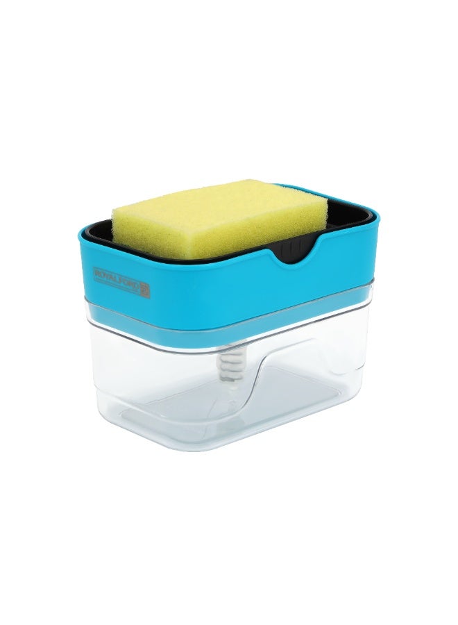 Royalford Soap Dispenser with Sponge Holder RF12898 Versatile Refillable Dispensers for Liquid Soaps 2-in-1 Innovative Design for Kitchen Use with Scrubber One Hand Use - Image 3