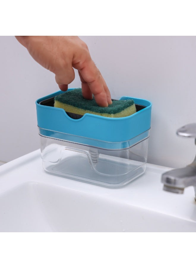 Royalford Soap Dispenser with Sponge Holder RF12898 Versatile Refillable Dispensers for Liquid Soaps 2-in-1 Innovative Design for Kitchen Use with Scrubber One Hand Use - Image 4