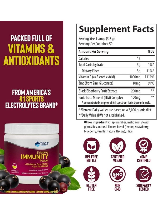 Trace Minerals Elderberry Immunity - Health Support Drink Supplement with Elderberry - Antioxidant Supplement to Support Cell Integrity & Heart Health - Lemon Berry, 6.7 oz (50 Servings) - Image 2