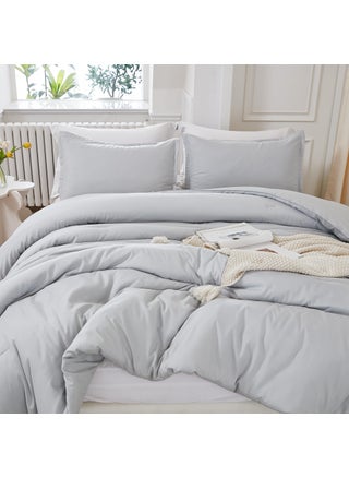 Litanika Light Grey Comforter California King Size  3 Pieces Cal King Lightweight Solid Bedding Comforter Set  All Season Fluffy Bed Set (104x96In Comforter & 2 Pillowcases) - pzsku/Z8A3887CCFF041838C9BBZ/45/1749650741/cac01381-a8d3-4542-8857-5682471ade96