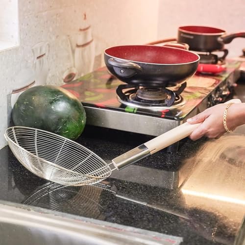 PAUL SONS Spider Skimmer Spatula, Stainless Steel Frying Basket with Long Handle and Bold Commercial French Fries Basket Household Fried Food Filter Kitchen Cooking Tools 21"x9"x3 (NO.24, 1, Count) - Image 3