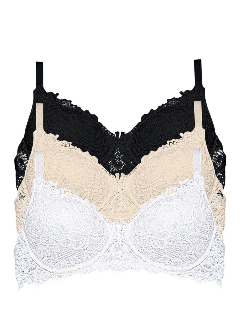 Women's bra embroidered with lace in a modern way that gives you more tenderness and beauty. Unpadded bra for women - Image 2