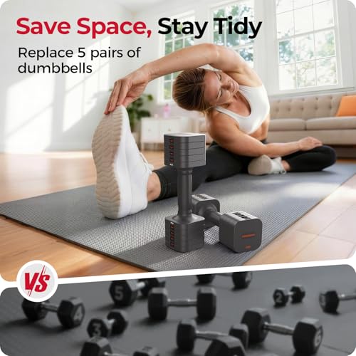 FEIERDUN 5-in-1 Adjustable Dumbbell Set of 2, 12LBS/20LBS Hand Weights for Women, 1s-Adjust Dual-Stable Dumbbell Set for Women Home Gym & Outdoor - Image 5