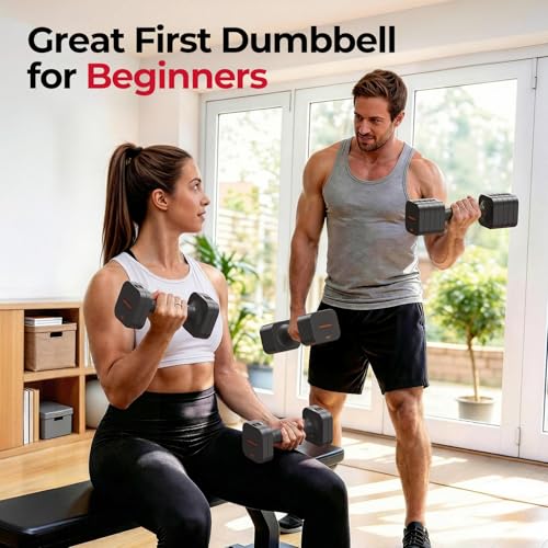FEIERDUN 5-in-1 Adjustable Dumbbell Set of 2, 12LBS/20LBS Hand Weights for Women, 1s-Adjust Dual-Stable Dumbbell Set for Women Home Gym & Outdoor - Image 2