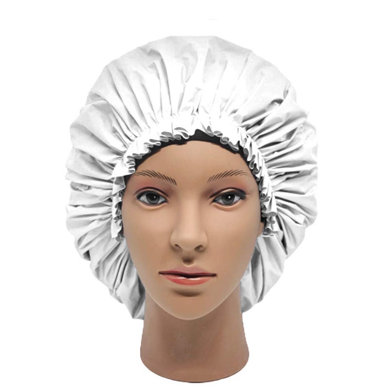 ELEBOX Premium Collection Super Jumbo Shower Cap White - Image 4