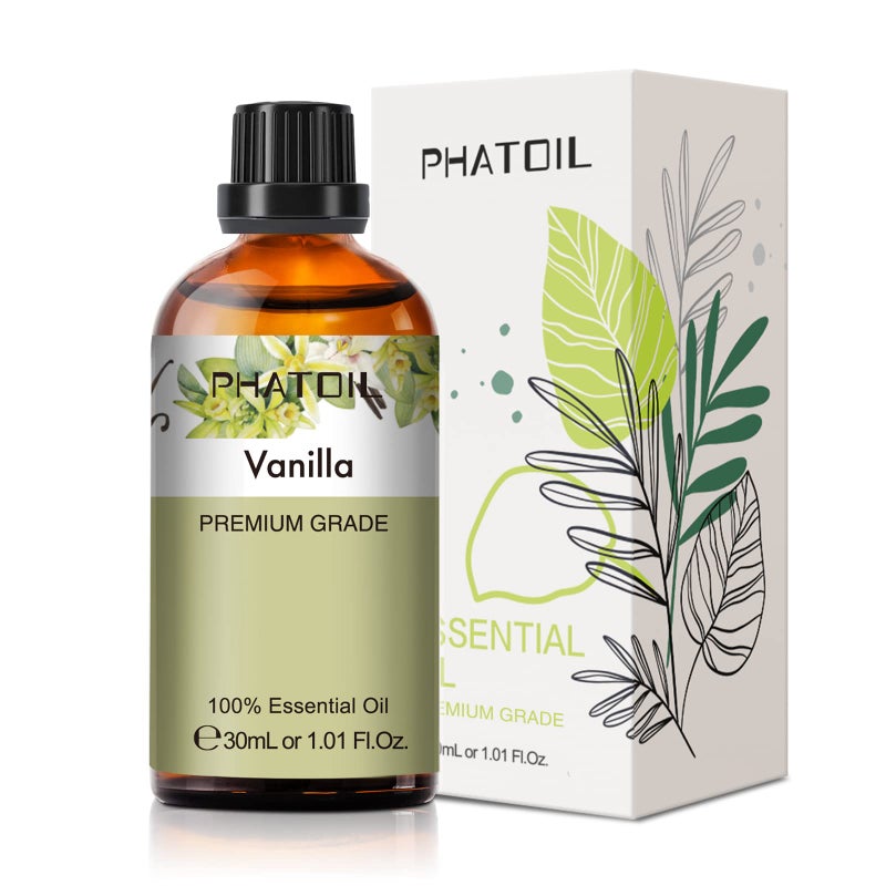 PHATOIL Vanilla Essential Oil, 1.01Fl.Oz (30ML) PHATOIL Pure Essential Oil Singles for Aromatherapy Diffusers, Humidifiers, Great for DIY Candle and Soap Making, Gift for Friend - Image 1