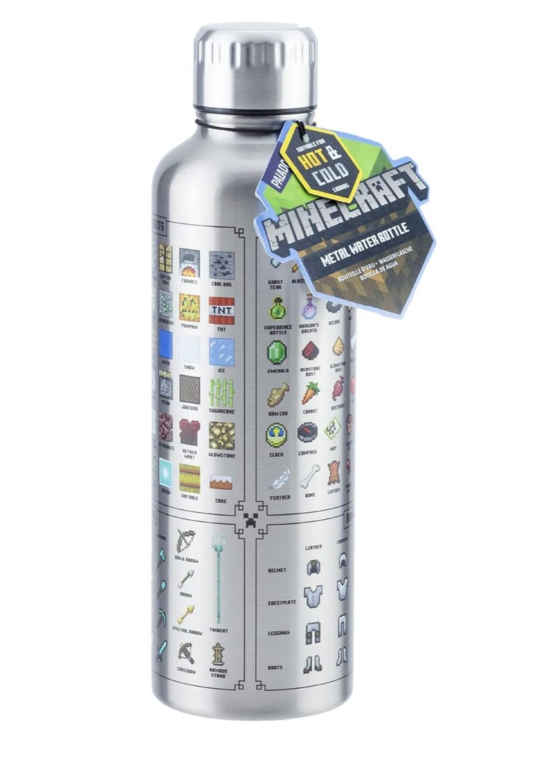 Paladone Paladone Minecraft Metal Water Bottle | Officially Licensed Gaming Merchandise  - Image 1
