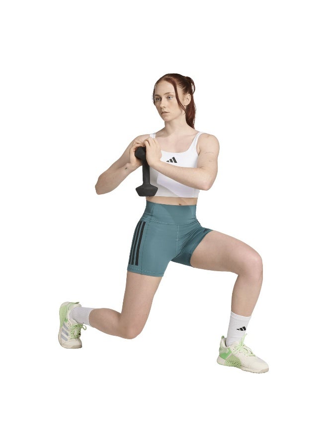 Adidas Opt 3S 1/4 Green Training Tights For Women 2XS 4" - Image 2