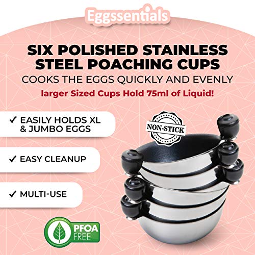 Eggssentials Egg Poacher Replacement Spare Stainless Steel Anti-Stick PFOA Free Individual Removable Poaching Cups (6) - Image 5
