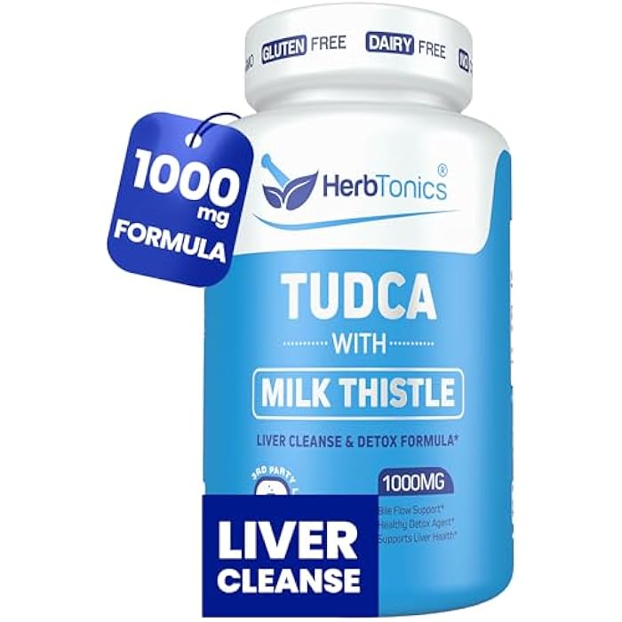 Herbtonics هيربتونيكس TUDCA 1000 ملغ لتنظيف الكبد ودعم المرارة - مدعوم بخلاصة الشوك المقدس وبيترستيلبين لتحسين أملاح الصفراء لتنظيف الكبد، تدفق صفراوي صحي، وصحة هضمية (60 كبسولة نباتية) - Image 1
