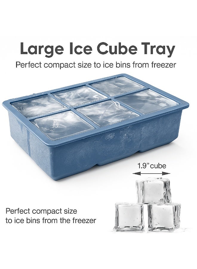 تحواز أحواض مكعبات الثلج من السيليكون من Tahwaz - عبوة 3 قطع | مكعبات كبيرة بارتفاع 2 بوصة | خالية من مادة BPA | مع غطاء قابل للإزالة | آمنة للغسل في غسالة الصحون - Image 4
