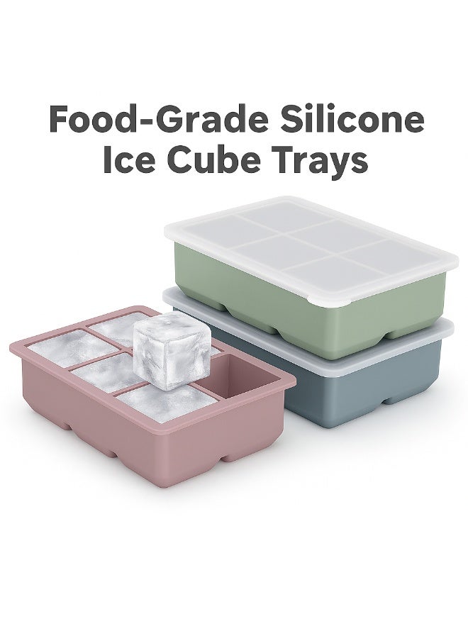 تحواز أحواض مكعبات الثلج من السيليكون من Tahwaz - عبوة 3 قطع | مكعبات كبيرة بارتفاع 2 بوصة | خالية من مادة BPA | مع غطاء قابل للإزالة | آمنة للغسل في غسالة الصحون - Image 2
