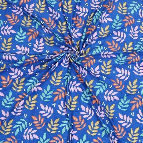 Status Contract -Cotton Rich Double Bedsheet with 2 Pillow Covers for Bed Room, Home, Hotel-120 GSM (Blue Leaves) - Image 3