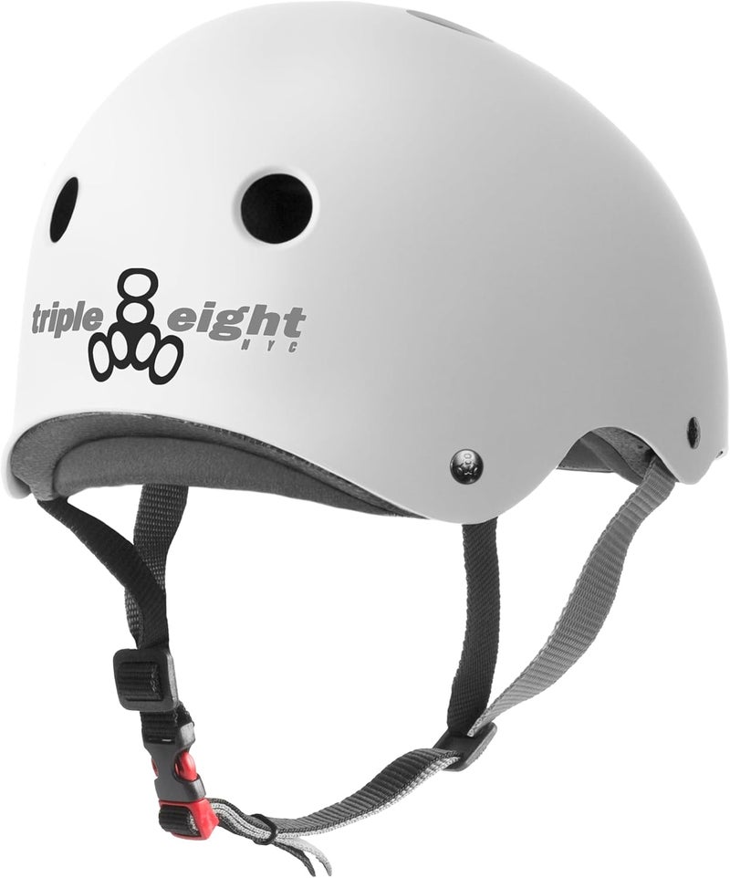 Triple Eight THE Certified Sweatsaver Helmet for Skateboarding, BMX, and Roller Skating - White Matte - Image 2