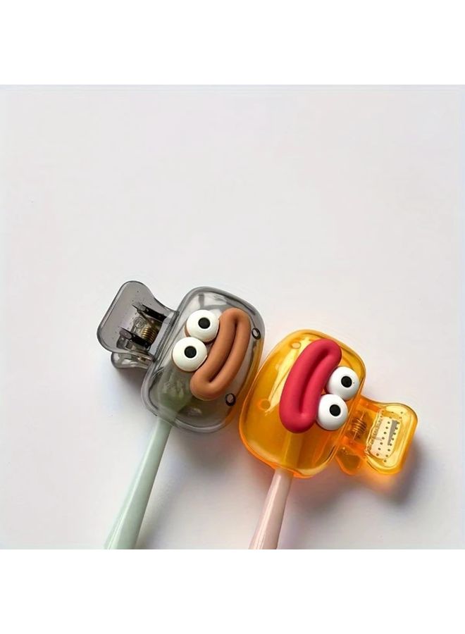 4 Pcs Random Color Cute Sausage Mouth Toothbrush Holder Travel Case With Secure Clips - Image 5