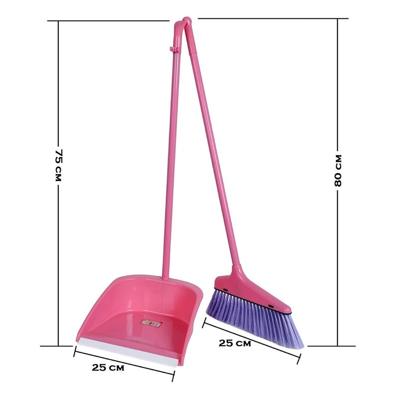 GNEY Long Handle Dustpan and Broom Brush for Sweeping Cleaning for KitchenHomeLobby SchoolsHospital etc Multi Color - Image 2