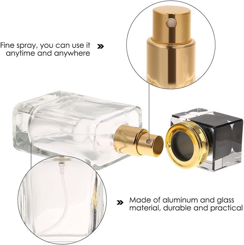 klarako Empty Perfume Atomizer, 50ml Portable Glass Empty Refillable Replacement Glass Perfume Bottle Metal Sprayer Pump Bottle Travel Transparent Dropper Cosmetic Refillable Containers Applicator(Black) Black - Image 2