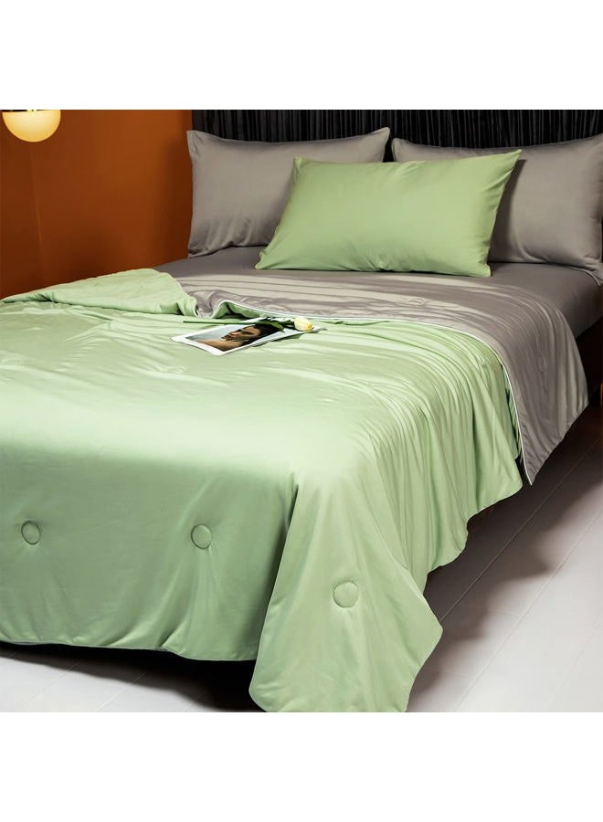 LLanCL Cooling Blankets for Hot Sleepers - Cool Like Ice Cream Lightweight Blanket for Summer with Double Side Cold, Cooling Comforter, Quilt, Fabric for Bed (Twin Size 59" x 79" Green & Grey) - Image 2
