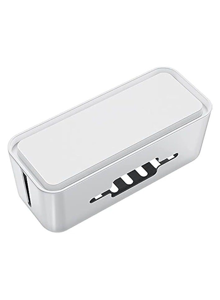 erorex Cable Management Box Power Plug Socket Hider Safety Storage Box, Wire/Cord Organizer Box, Phone Holder For Home Desktop（white）  - Image 1