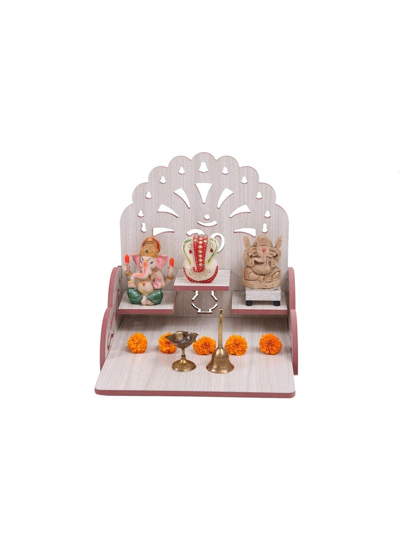 HIOLTY HIOLTY Wooden Wall Mount Hanging Temple for Home and Office Small Temple Beautifull Design Pooja Mandir Devghar Mandir White  - Image 1