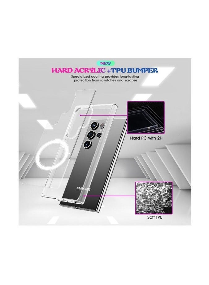 for Samsung Galaxy S24 Ultra Clear Case Compatible with Mag-Safe], Crystal Clear Slim Fit Thin TPU Bumper Hard PC Back Phone Cover for Galaxy S24 Ultra 6.8inch(Clear) - Image 5