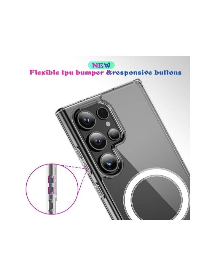 for Samsung Galaxy S24 Ultra Clear Case Compatible with Mag-Safe], Crystal Clear Slim Fit Thin TPU Bumper Hard PC Back Phone Cover for Galaxy S24 Ultra 6.8inch(Clear) - Image 4